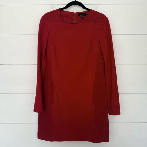 Ted Baker Women’s 3 Red Tricot Dress - Picture 1 of 6